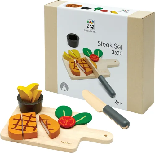 Vista 12 de PlanToys® Juego de helado de madera para niños Incluye soporte, cucharas y conos Comida de juego de simulación de postres para niños pequeños