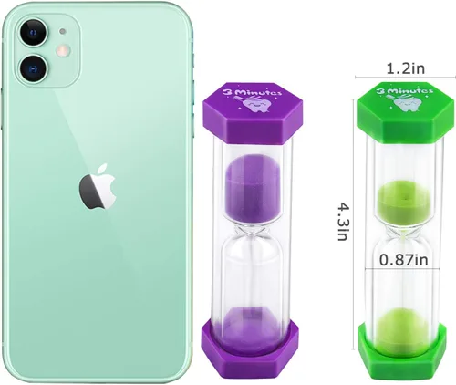 Vista 3 de Jeowoqao Temporizadores de cepillado de dientes para niños y adolescentes, temporizador de arena de reloj de arena de 3 minutos para cepillar