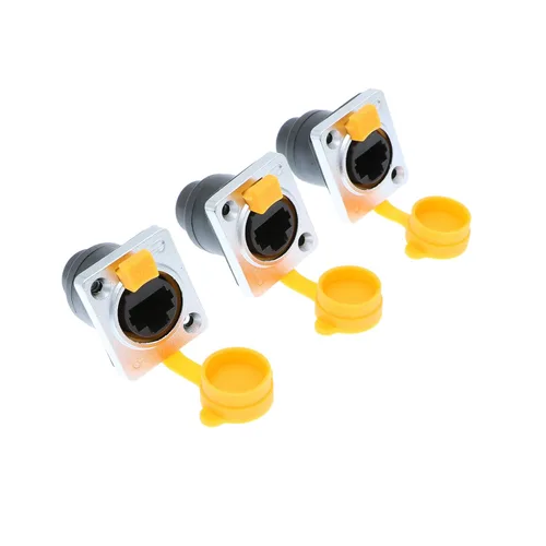 Vista 8 de Alvin's Cables 90 grados RJ45 interfaz impermeable zócalos conector IP65 Ethernet montaje en panel ángulo recto 3pcs RJ45 conector