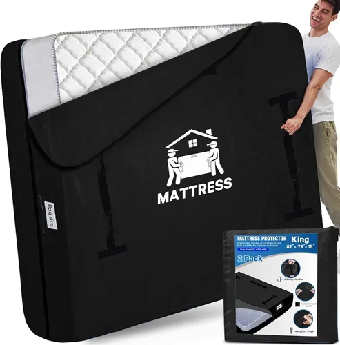 Vista 35 de Bolsas para Colchones para Mudanza, BETU Protector de Colchón Impermeable Funda de Colchón Tamaño Full Bolsas de Almacenamiento con 8 Asas Azul