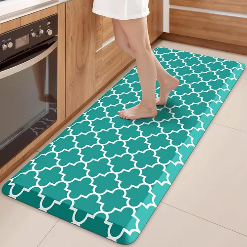 Vista 45 de WISELIFE Tapete de cocina acolchado antifatiga, 17.3 x 28 pulgadas, antideslizante, resistente, de PVC, ergonómico, impermeable, cómodo