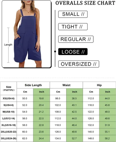 Vista 5 de YESNO Overol corto de verano para mujer, estilo casual, con pechera, con tirantes ajustables, con bolsillos, PV9TYP2