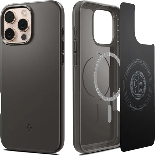 Vista 10 de Spigen Thin Fit MagFit Funda diseñada para iPhone 16 [Carcasa rígida] [Protección de grado militar] Compatible con MagSafe - Negro
