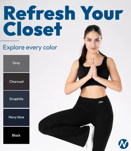 Vista 5 de Nirlon Pantalones de yoga con corte de bota para mujer, pantalones de pierna ancha para mujer, suaves y transpirables, pantalones de yoga para yoga