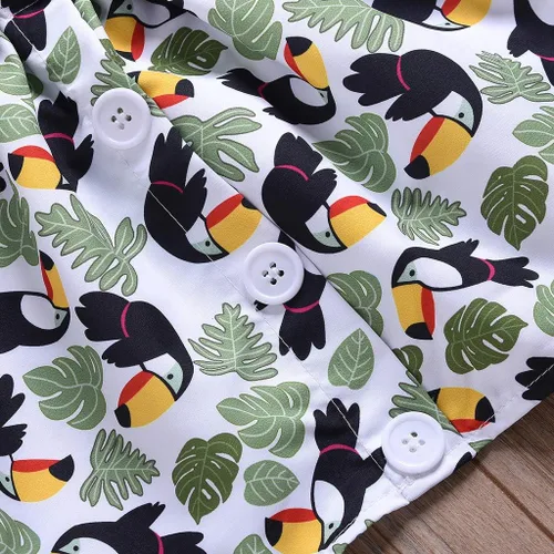 Vista 3 de Conjunto de cárdigan para bebé y niña, con hombros descubiertos, estampado de animales, con lazo