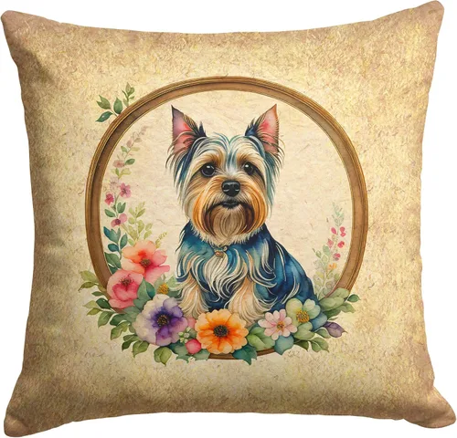 Vista 58 de Caroline's Treasures DAC2072PW1414 Affenpinscher and Flowers - Almohada decorativa de tela, lavable a máquina, para interiores y exteriores
