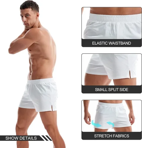 Vista 3 de AMY COULEE Pantalones cortos de gimnasio para hombre, pantalones cortos de entrenamiento de fisicoculturismo, ligeros, para correr, descansar
