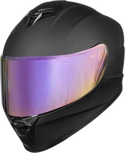 Vista 13 de Cascos de motocicleta para adultos, hombres y mujeres, casco ligero de cara completa para bicicleta de calle, carreras, DOT con visera extra