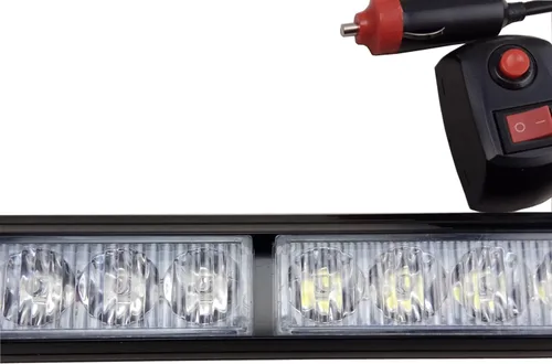 Vista 3 de barra de luz estroboscópica con 16 LED de emergencia de 18 pulgadas, para vidrios de vehículos, Ámbar/Blanco