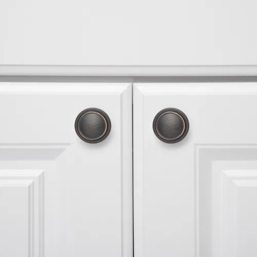 Vista 4 de Amazon Basics Pomo de gabinete con anillo superior recto, 1.25 pulgadas de diámetro, Bronce Frotado con Aceite, Paquete de 10