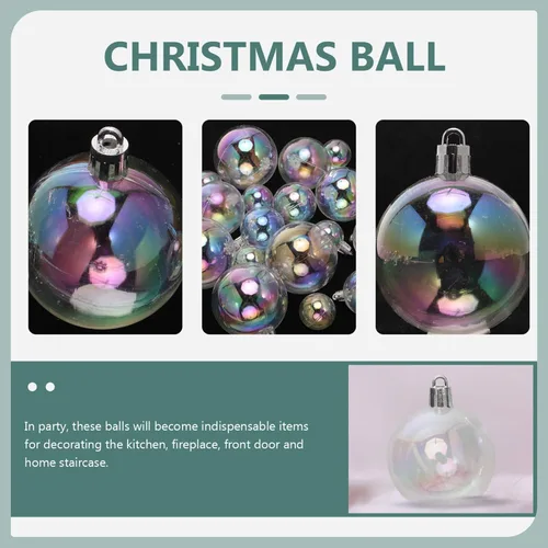 Vista 5 de Garneck 72 adornos de bola iridiscente de Navidad, bolas de plástico rellenables, bolas colgantes inastillables, árbol de Navidad, vacaciones, boda