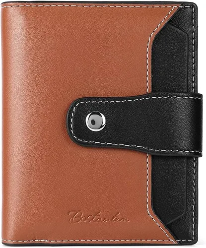 Vista 12 de BOSTANTEN Cartera de piel para mujer, con bloqueo RFID, pequeña, plegable, con bolsillo con cremallera, tarjetero, con ventana de identificación