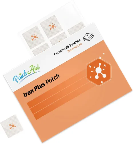 Vista 2 de PatchAid Iron Plus Topical Patch Hierro de 50 mg con C y A (betacaroteno) para apoyo energético, fórmula no estreñimiento, 8 horas de uso