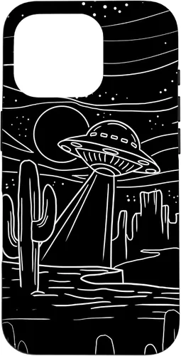 Vista 20 de iPhone 16 UFO Desert Retro Alien Spaceship Area 51 ET Space Lover Gift Case