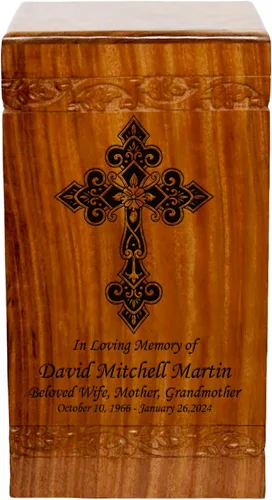 Vista 13 de Urna de cremación de madera, urna funeraria humana de gran tamaño con personalización (mariposas)