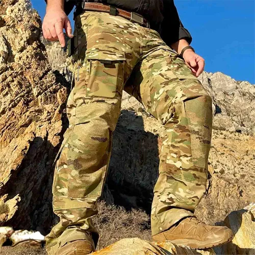 Vista 9 de PIONS Pantalones tácticos impermeables para hombre, pantalones de senderismo multifuncionales, rodillera duradera con múltiples bolsillos