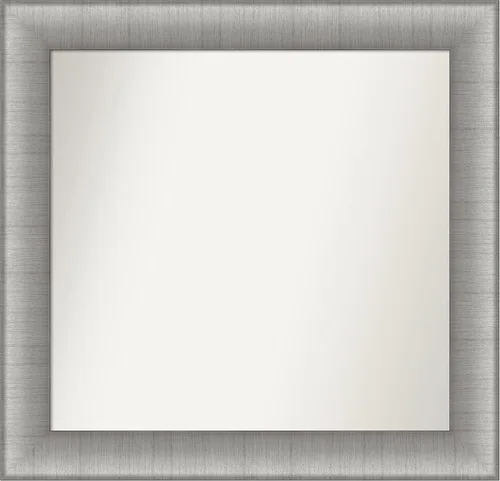Vista 431 de Amanti Art Espejo de baño plateado para sobre el fregadero, 28 x 37 pulgadas, elegante espejo rectangular de peltre cepillado, marco de madera