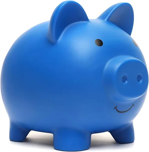 Vista 10 de Lindo Banco de Ahorro en Forma de Cerdo, Banco de Monedas para Niños y Niñas, Banco de Dinero de Plástico a Prueba de Rompimiento para Niños, Tarro
