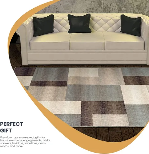 Vista 8 de BLUENILEMILLS Fiji - Colección de alfombras contemporáneas para interiores, alfombra geométrica de retazos moderna con respaldo de yute duradero