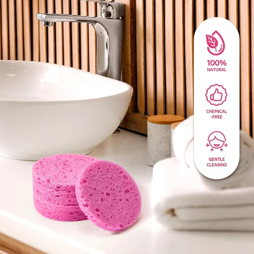 Vista 7 de GAINWELL Bride to Be Gifts - Esponja facial comprimida de 50 unidades, limpieza facial diaria y exfoliante, esponjas cosméticas de spa 100% Rosa
