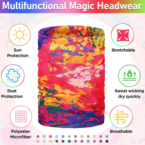 Vista 4 de Jiuguva 26 piezas de polaina de cuello para hombre, diadema bohemia, envoltura para la cabeza, a granel, senderismo, bufanda sin costuras, bandana