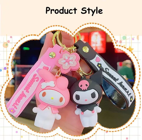 Vista 3 de ACCENE Lindo Kawaii Accesorios Anime Llavero Adorable Llavero Llavero Llavero Bolso Cinnamoroll Llavero