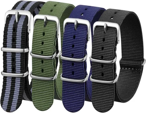 Vista 11 de Correa de Reloj de Nylon de Repuesto de Liberación Rápida con Hebilla Pesada Correas de Reloj para Hombres y Mujeres Negro Gris / Negro