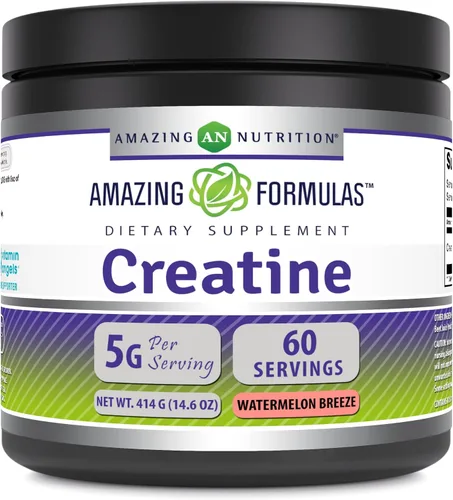 Vista 4 de Amazing Formulas - Suplemento en polvo de monohidrato de creatina micronizada 5000 mg por porción Suplemento ideal antes y después
