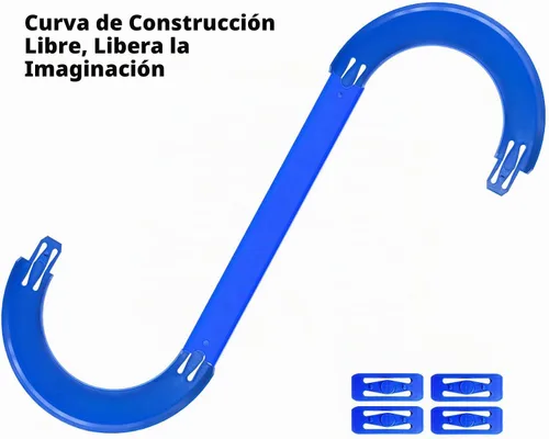 Vista 5 de Pista recta y piezas curvas compatibles con Hot Wheels Juego de 10 piezas para automóviles fundidos a presión 1:64, incluye recto, giro de 180