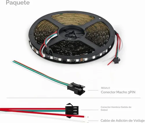 Vista 7 de BTF-LIGHTING WS2811 Tira de LED RGB direccionable DC24V 32FT 600LED Negro Pcb