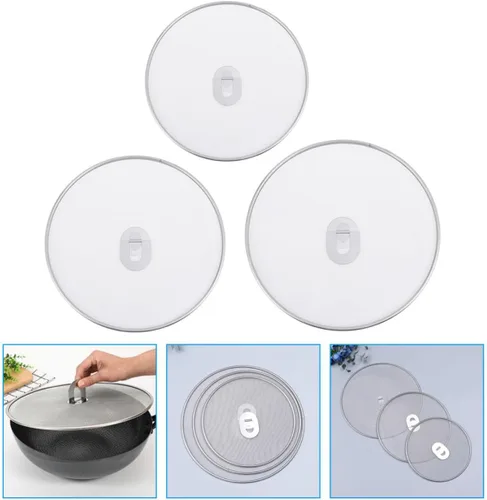 Vista 7 de 3pcs Grease Splatter Screen Fine Mesh Stainless Steel for Frying Pan