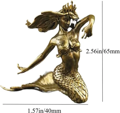 Vista 2 de Estatua sensual de latón en miniatura, escultura de sirena de metal, escultura de mujer, arte corporal, pisapapapeles de escritorio, adornos