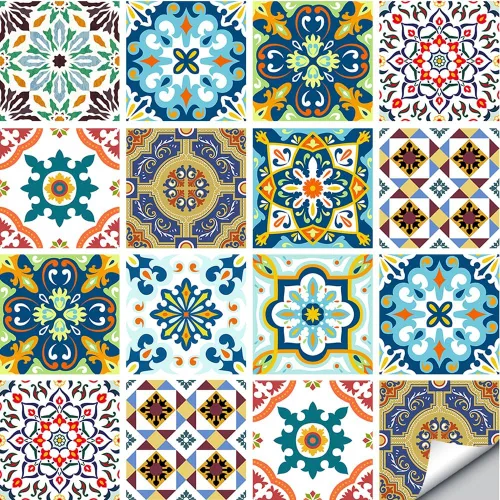 Vista 10 de 16 calcomanías decorativas para azulejos estilo mandala, autoadhesivas, removibles, para salpicaduras, cocina, baño, muebles, escaleras, decoración