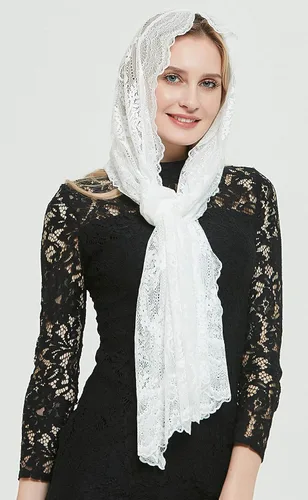 Vista 3 de Pestañas encaje vintage floral encaje bufanda encaje capilla velo Mantilla infinito masa latina S04