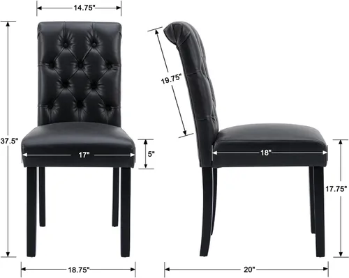 Vista 2 de Juego de 2 sillas de comedor tapizadas de piel sintética, sillas Parsons con respaldo alto, sillas laterales sin brazos para cocina y comedor