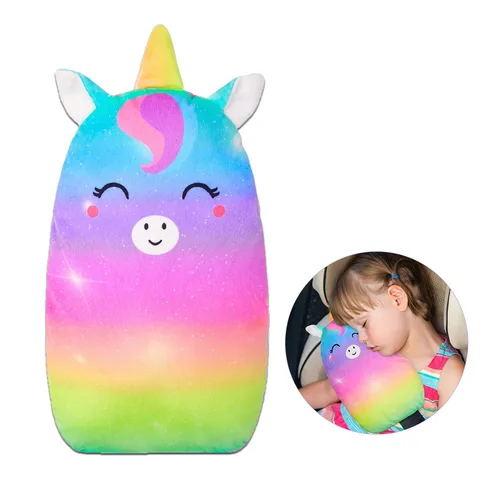 Vista 8 de FIODAY Fundas de cinturón de seguridad de automóvil para niños, almohada de cinturón de seguridad de unicornio, cojín suave para cinturón