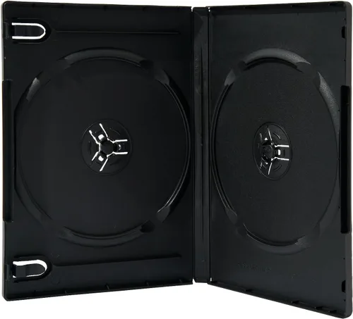 Vista 5 de Paquete de 10 fundas Maxtek de 0.551 in, color negro, estándar de doble capacidad para DVD y funda exterior transparente