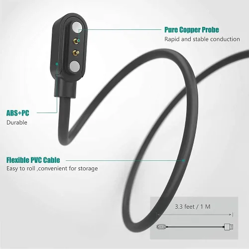 Vista 5 de Compatible con el cargador de reloj inteligente LIGE I9M, cable de carga USB magnético Lamshaw de repuesto compatible con reloj LIGE I9M de 1.3