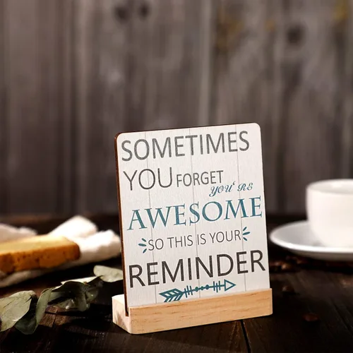 Vista 7 de Namalu Decoración de escritorio con citas inspiradoras, regalos para mujeres, Sometimes You Forget You Are Awesome Oficina Motivacional Decoración