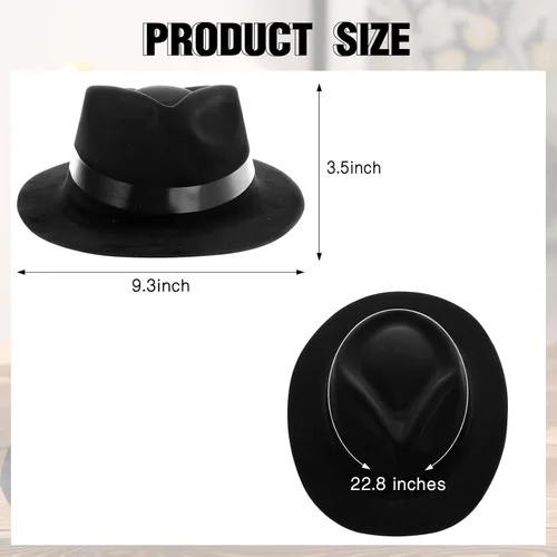 Vista 3 de Xtinmee 48 sombreros de fiesta de gángsters de plástico para caballeros, sombreros de disfraz para adultos de los años 20 para hombres