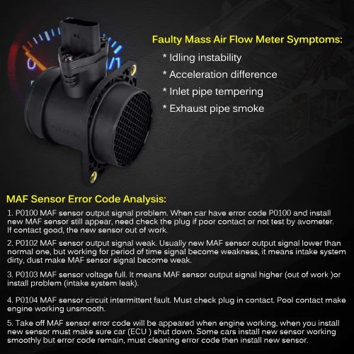 Vista 15 de Medidor de sensor de flujo de aire masivo MAF compatible con Ford con E-150 4.6L, 5.4L 2004-2014, para Ford E-150 Club Wagon 5.4L Reemplazo