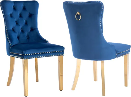Vista 15 de Juego de 2 Sillas de Comedor Modernas de Mediados de Siglo, Tapizadas en Terciopelo Beige con Respaldo Acolchado, Sillas de Cocina y Comedor, Patas