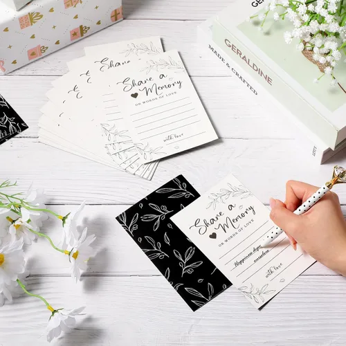 Vista 4 de Pajean - 50 tarjetas de memoria para celebrar la vida, caja de tarjetas con ventanas transparentes, caja de memoria para funeral, boda, cumpleaños