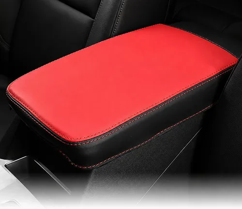 Vista 37 de Great-luck Funda de cuero para consola central, almohadilla para reposabrazos, accesorios de cubierta de caja (costuras rojas) para BMW X1 2023 2024