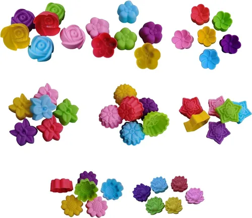 Vista 3 de Moldes de silicona para hornear, paquete de 6, con forma de flor, antiadherentes, fáciles de limpiar