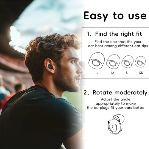 Vista 4 de Tapones para los oídos con cancelación de ruido para dormir y concentración, nuevos tapones flexibles para los oídos para una mejor atenuación, 2