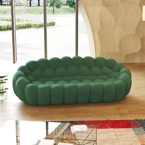 Vista 18 de JACH Juego de sofá curvado de burbujas, cómodo sofá tapizado, tela de malla 3D en forma de panal moderno para sala de estar, apartamento