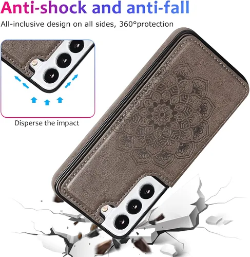 Vista 7 de Asuwish Funda compatible con Samsung Galaxy S22 5G y protector de pantalla de vidrio templado, accesorios para celda, soporte para tarjetas, soporte