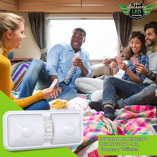 Vista 9 de Paquete de 5 luces LED para techo con doble cúpula, interruptor de encendido/apagado para iluminación interior de coche, RV, remolque, barco DC 12V