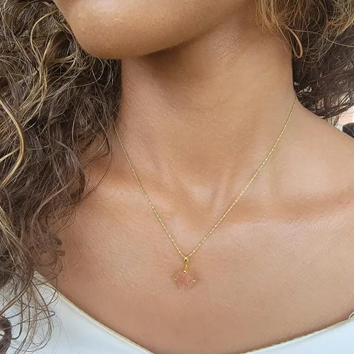 Vista 8 de Juego de joyas de piedras preciosas crudas reales con plata de ley 925 chapada en oro real, collar y aretes de piedra natal, regalo para ella por